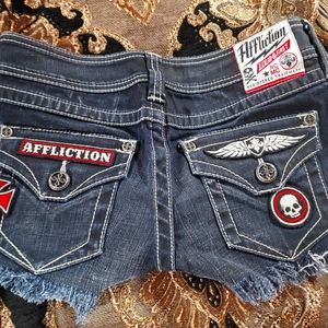 Womens Affliction black shorts size 27